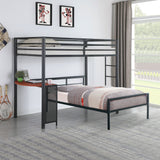 2 Pc Set (Loft Bed + Twin Bed) - Fisher 2 - piece Metal Workstation Loft Bed Set Gunmetal - Loft Beds - 460229 - S2T - image - 2