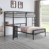 2 Pc Set (Loft Bed + Twin Bed) - Fisher 2-piece Metal Workstation Loft Bed Set Gunmetal