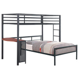 2 Pc Set (Loft Bed + Twin Bed) - Fisher 2 - piece Metal Workstation Loft Bed Set Gunmetal - Loft Beds - 460229 - S2T - image - 1