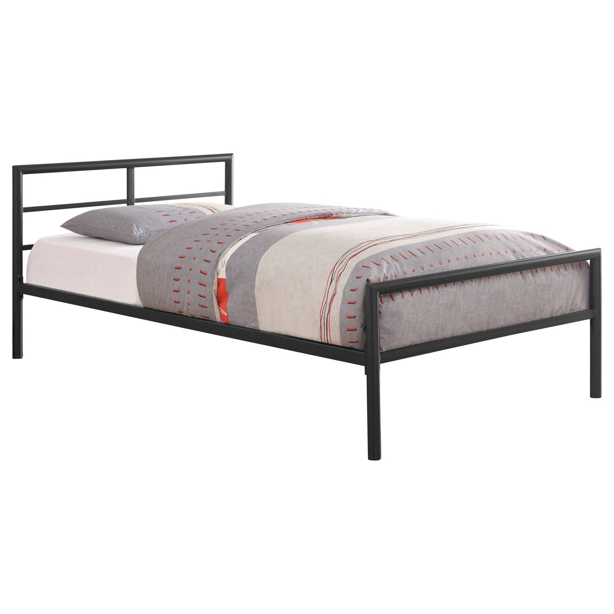 2 Pc Set (Loft Bed + Twin Bed) - Fisher 2 - piece Metal Workstation Loft Bed Set Gunmetal - Loft Beds - 460229 - S2T - image - 3