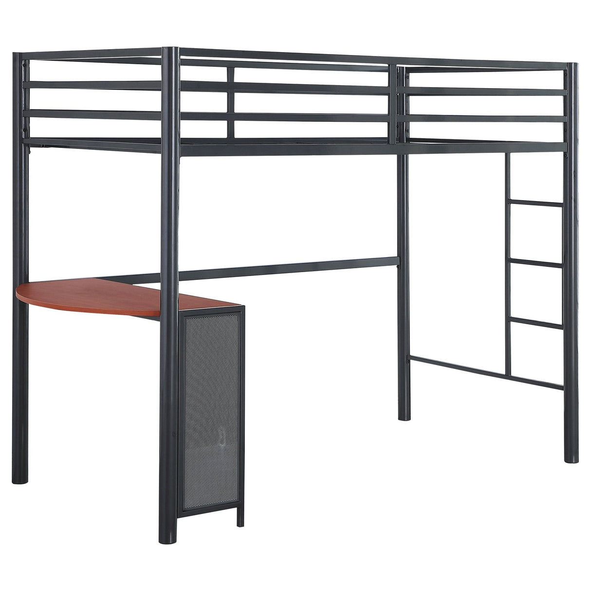 2 Pc Set (Loft Bed + Twin Bed) - Fisher 2-piece Metal Workstation Loft Bed Set Gunmetal