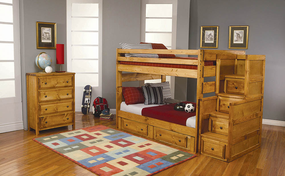 Twin / Twin Bunk Bed - Wrangle Hill Twin Over Twin Bunk Bed Amber Wash