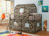 Twin Workstation Loft Bed - Camouflage Tent Loft Bed with Ladder Army Green