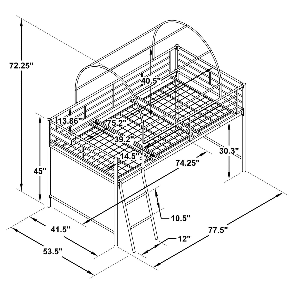 Camouflage Tent Loft Bed with Ladder Army Green | Coaster - 460331 - Home Elegance USA - 6