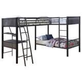 Twin / Twin / Twin Triple Bunk Bed - Meyers 2-piece Metal Twin Over Twin Bunk Bed Set Black and Gunmetal