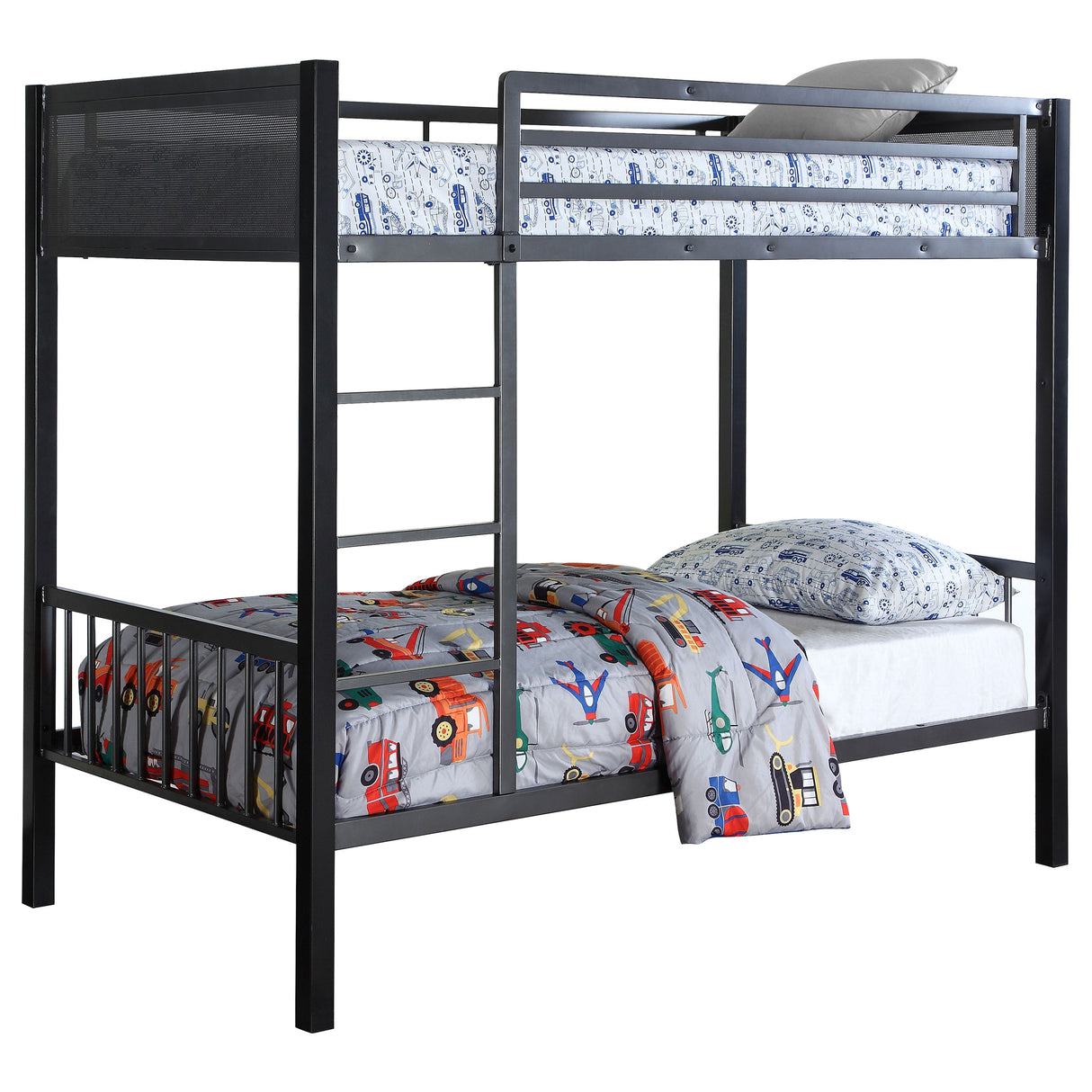 Twin / Twin / Twin Triple Bunk Bed - Meyers 2-piece Metal Twin Over Twin Bunk Bed Set Black and Gunmetal