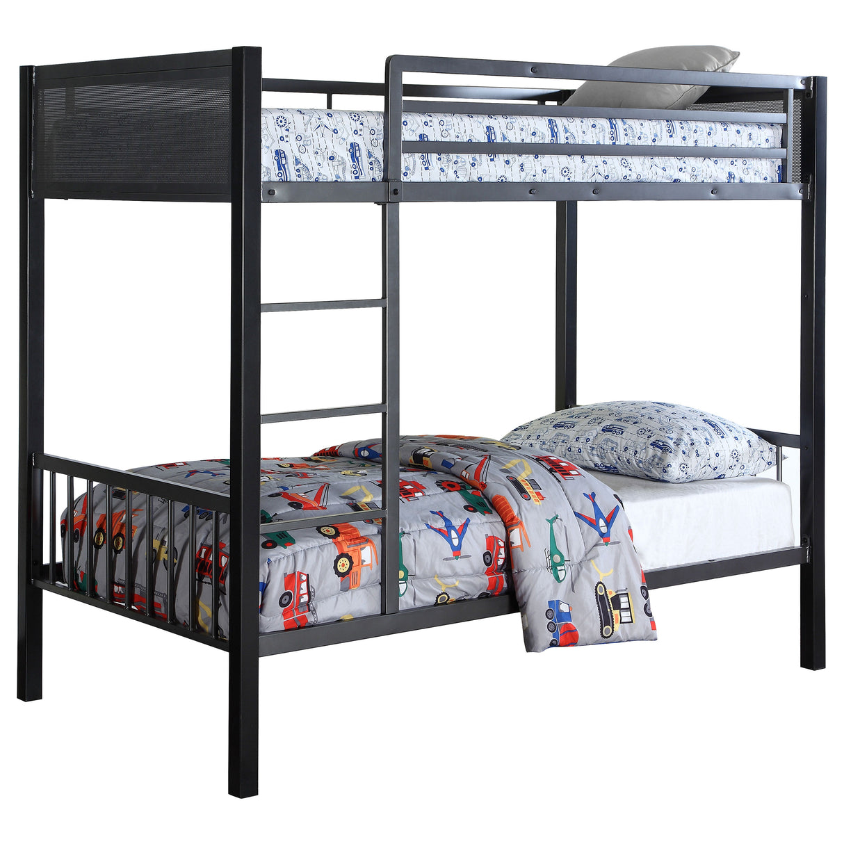Twin / Twin Bunk Bed - Meyers Twin Over Twin Metal Bunk Bed Black and Gunmetal