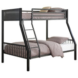 Twin / Full / Twin Triple Bunk Bed - Meyers 2-piece Metal Twin Over Full Bunk Bed Set Black and Gunmetal