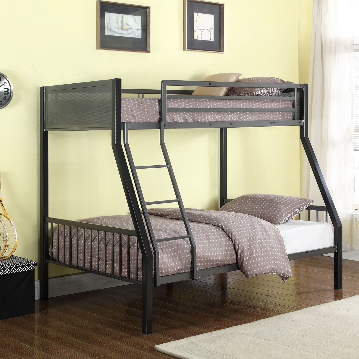 Twin / Full Bunk Bed - Meyers Twin Over Full Metal Bunk Bed Black and Gunmetal