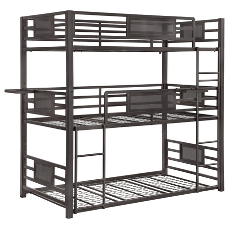 Twin / Twin / Twin Triple Bunk Bed - Rogen Twin Triple Bunk Bed Dark Bronze