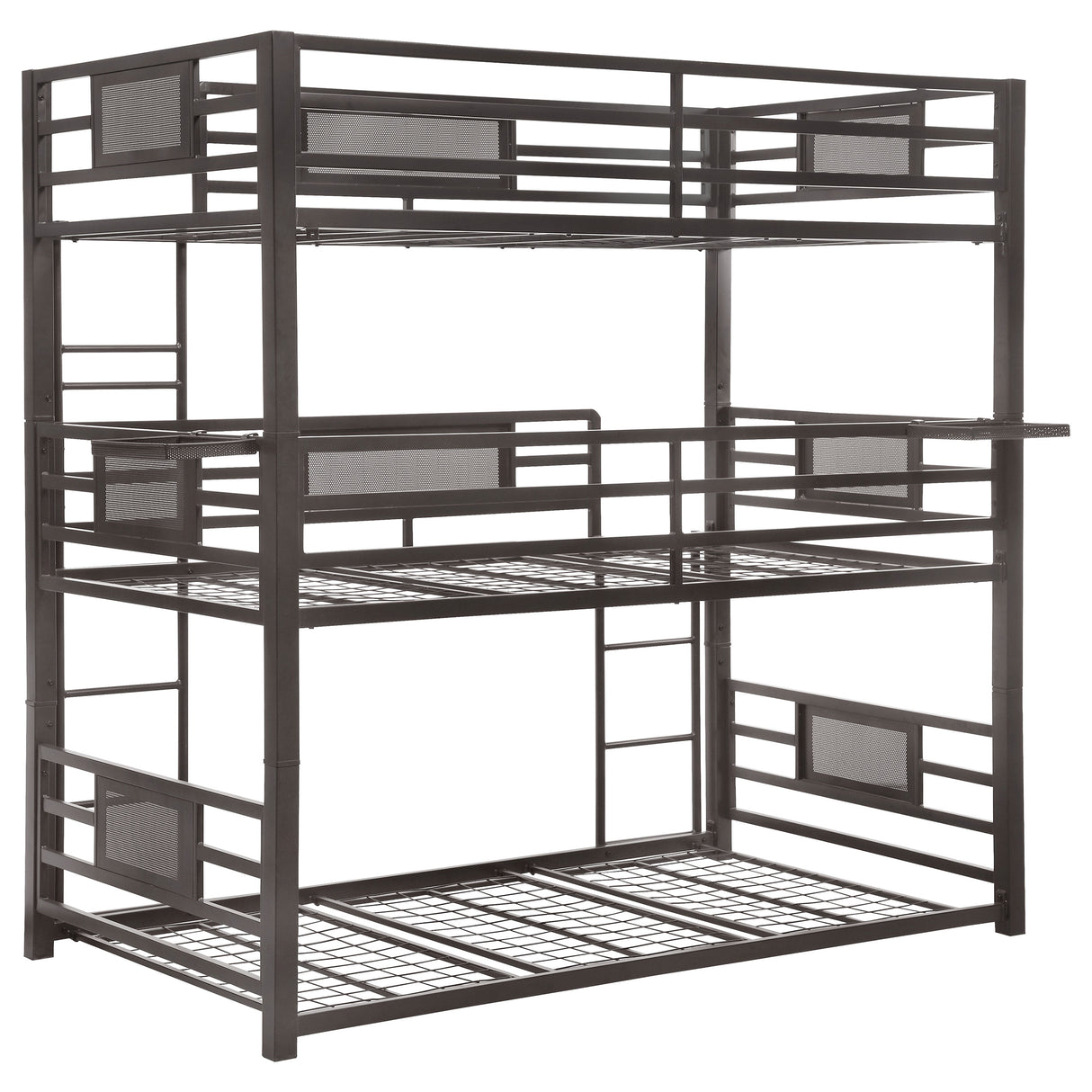 Twin / Twin / Twin Triple Bunk Bed - Rogen Twin Triple Bunk Bed Dark Bronze