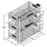 Twin / Twin / Twin Triple Bunk Bed - Rogen Twin Triple Bunk Bed Dark Bronze