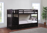 Twin / Twin Bunk Bed - Elliott Twin Over Twin Stairway Bunk Bed Cappuccino