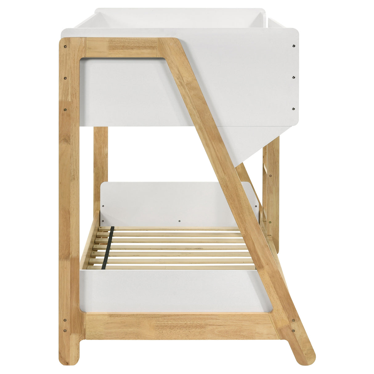 Wyatt Wood Twin Over Twin Bunk Bed White and Natural - Home Elegance USA