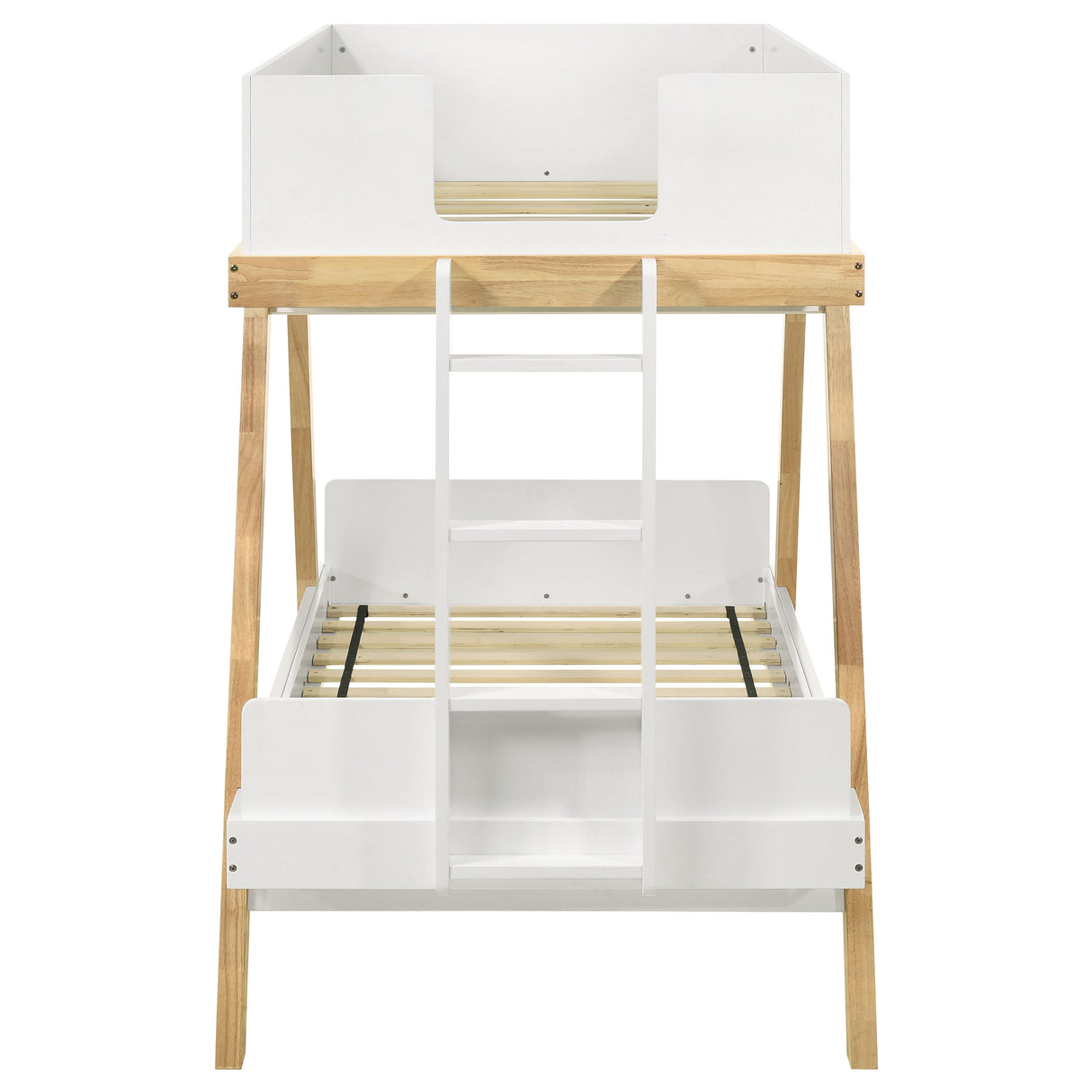 Twin / Twin Bunk Bed - Frankie Wood Twin Over Twin Bunk Bed White and Natural