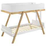 Twin / Twin Bunk Bed - Frankie Wood Twin Over Twin Bunk Bed White and Natural