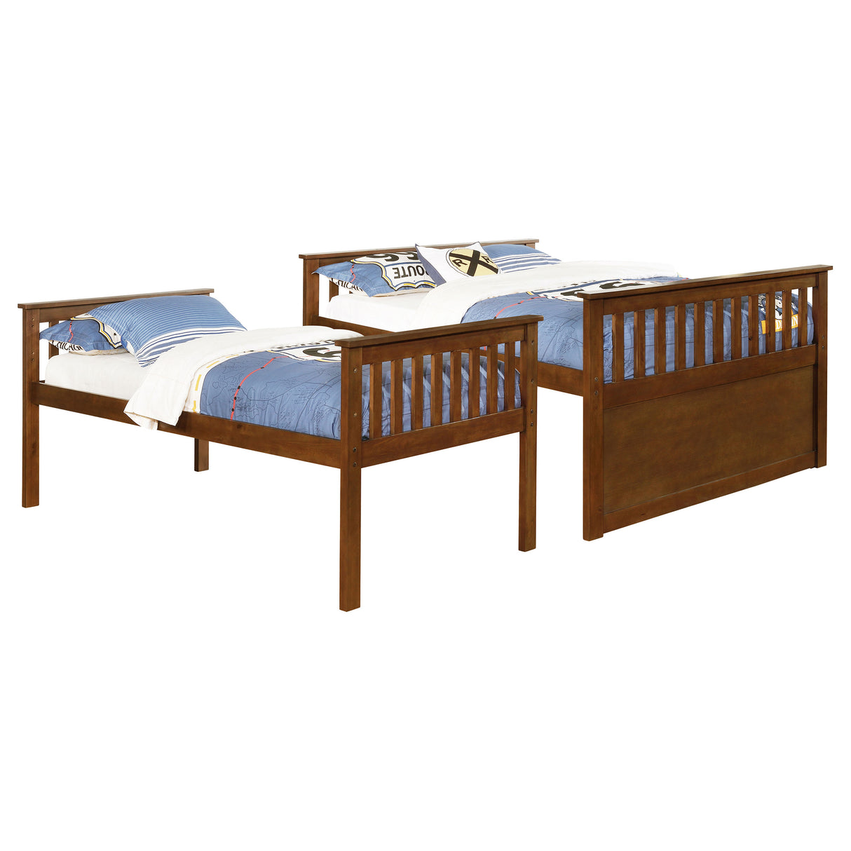 Twin Xl / Queen Bunk Bed - Atkin Twin Extra Long over Queen 3-drawer Bunk Bed Weathered Walnut