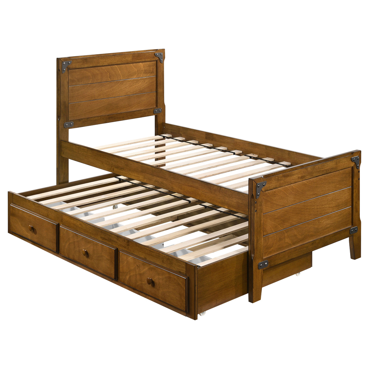 Twin Bed W/ Trundle - Granger Wood Twin Storage Captains Bed Rustic Honey