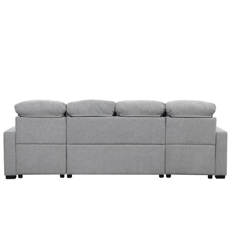 Versatile Oversized U-shaped Sectional Sofa Bed with Storage Chaise Lounges and USB Ports, Gray Chenille, 110.2' - sold by Home Elegance USA
