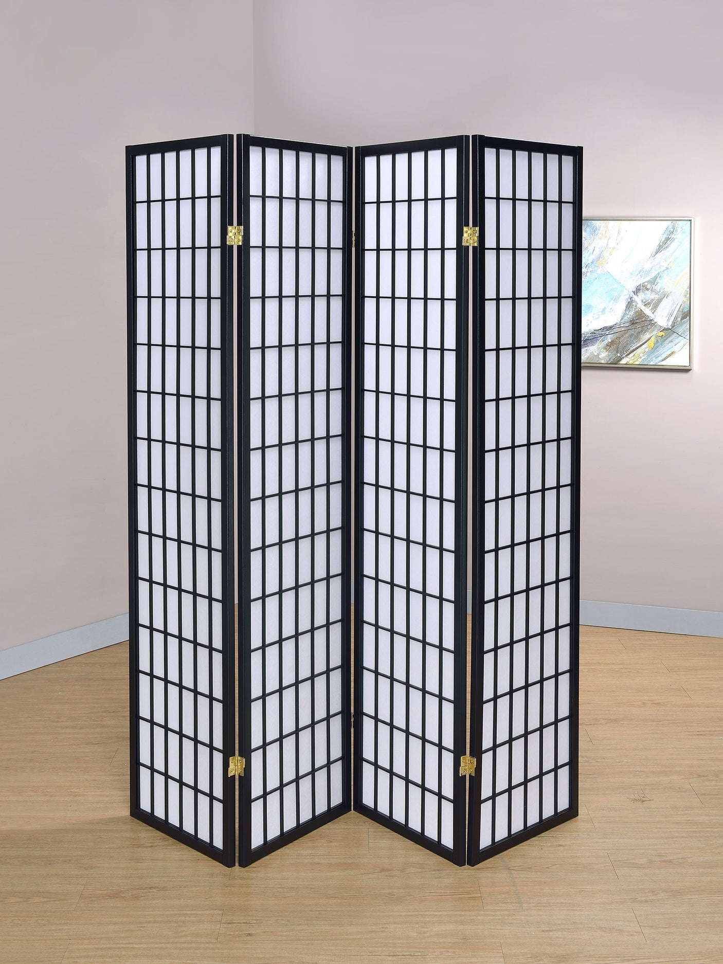 4 Panel Room Divider - Roberto 4-panel Folding Screen Black and White