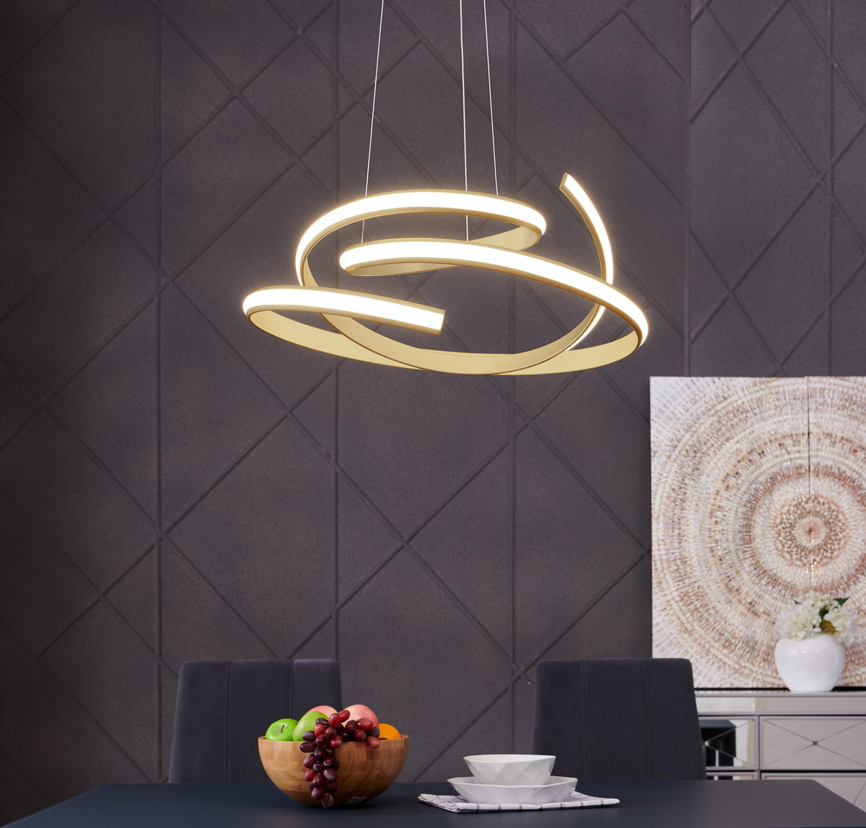 Oslo LED Adjustable Chandelier // Gold  | Finesse