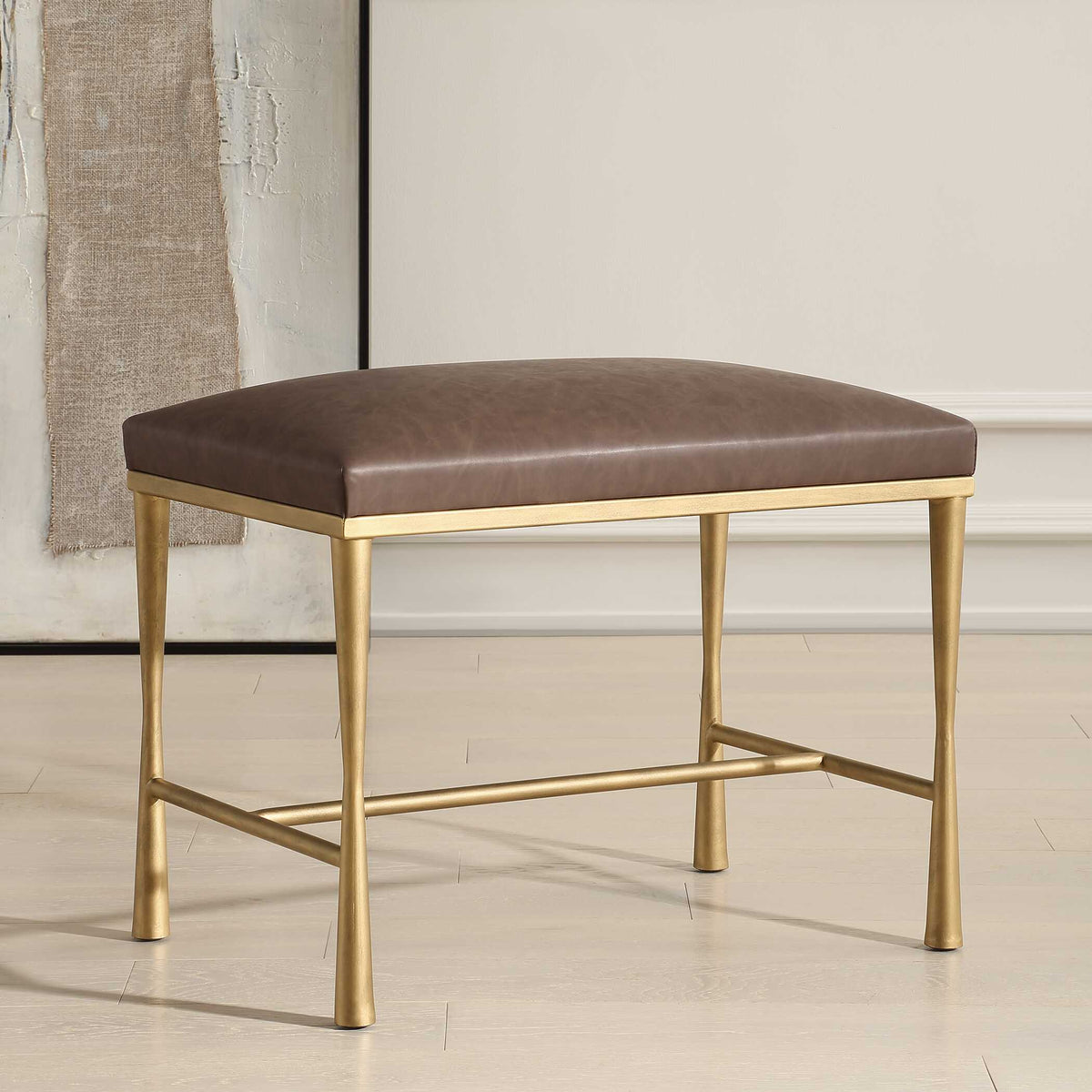 Reform Small Bench - Gold / Dark Brown by Uttermost - View 3