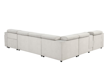 Harvey Modern Style power recliner Sleeper Sectional sofa made with wood in Beige (CA Warehouse inventory) - sold by Home Elegance USA