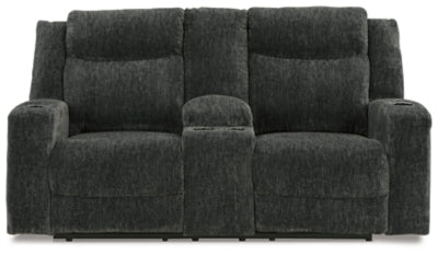 Ashley Ebony Martinglenn DBL Rec Loveseat w/Console - Chenille - 4650494 - Home Elegance USA - 1