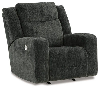 Ashley Ebony Martinglenn Power Rocker Recliner - Chenille