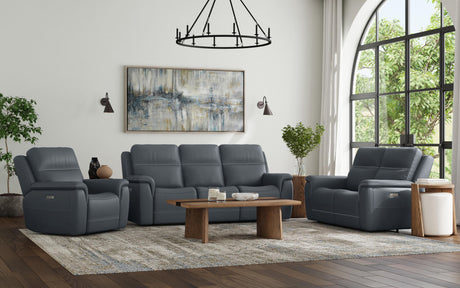 Sawyer Power Reclining Sofa With Power Headrests & Lumbar - Marine | Flexsteel