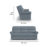 Bernard Power Reclining Fabric Sofa With Console, Power Headrest, & Lumbar | Flexsteel