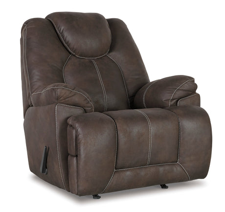 Ashley Coffee Warrior Fortress Rocker Recliner - Faux Leather | Home Elegance USA