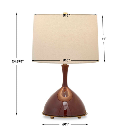 Colette Table Lamp Burgundy - Dark Red by Uttermost - View 7