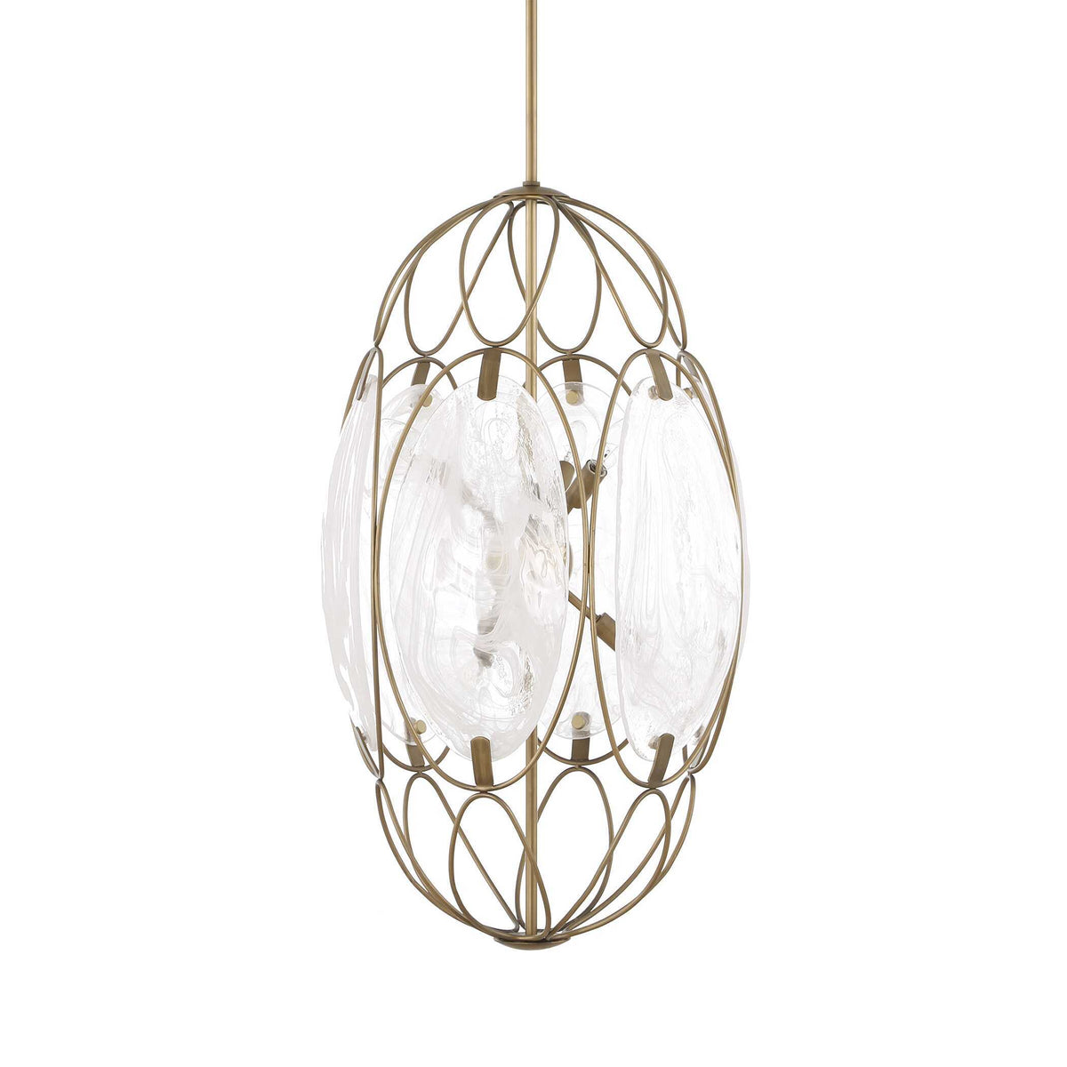 Valencia 6 Light Glass Panel Pendant - Gold / White by Uttermost - View 3