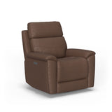 Refined Transitional Leather Power Swivel Gliding Recliner With Power Headrest & Lumbar | Flexsteel