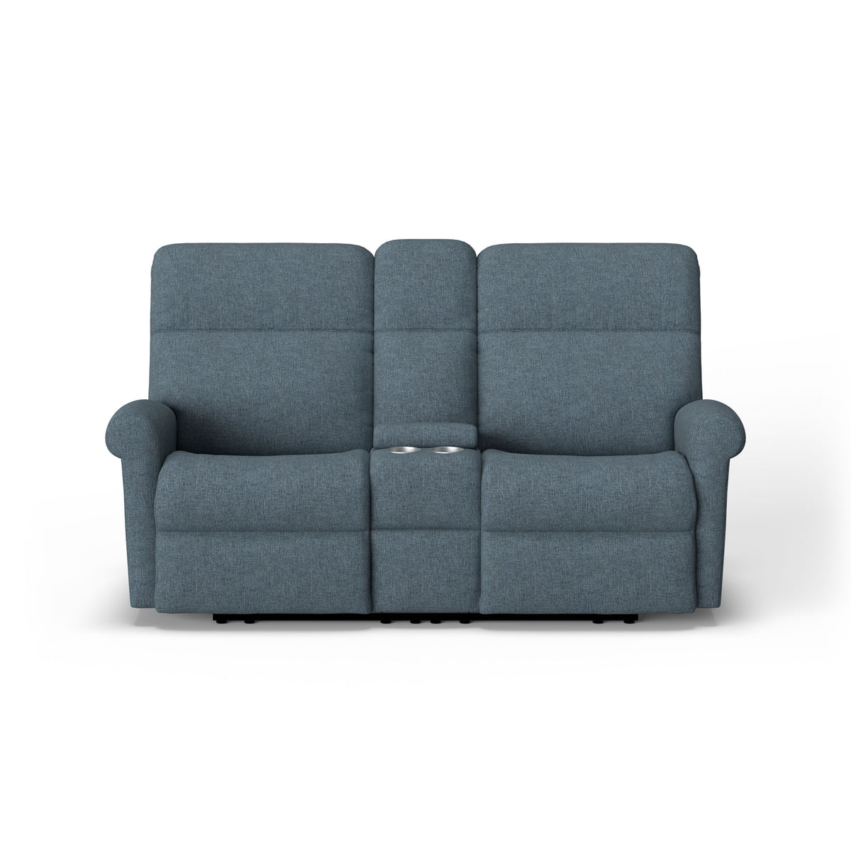 Davis Transitional Fabric Power Reclining Loveseat With Console & Power Headrests | Flexsteel