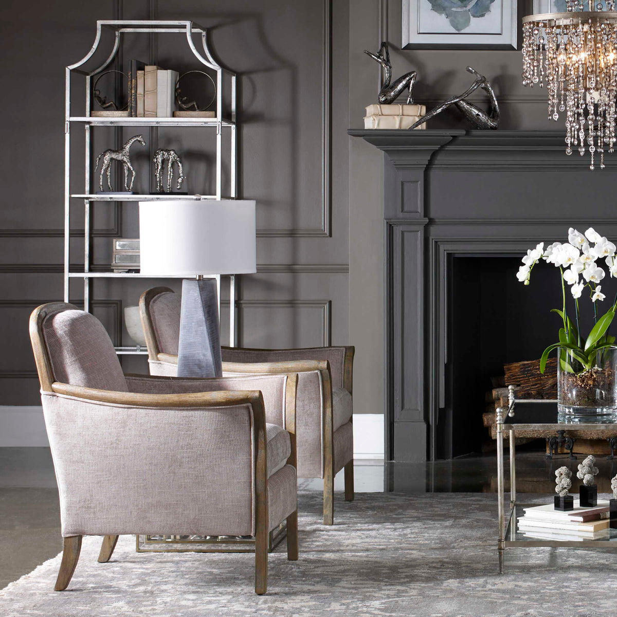 Anatoli Table Lamp Charcoal Gray - Gray / Beige by Uttermost - View 3