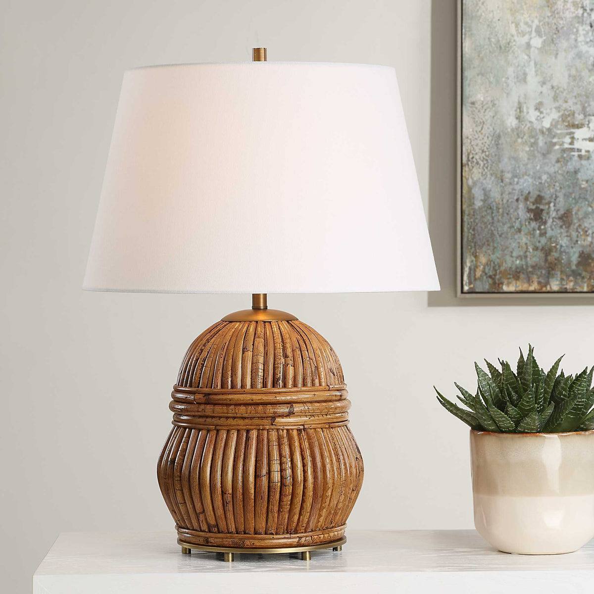 Reed Honey Rattan Table Lamp - Light Brown by Uttermost - View 2