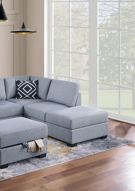 3-Piece Reversible Sectional w Ottoman Functional Storage Sofa w Shelf Reversible Chaise Storage Ottoman Living Room Furniture - sold by Home Elegance USA