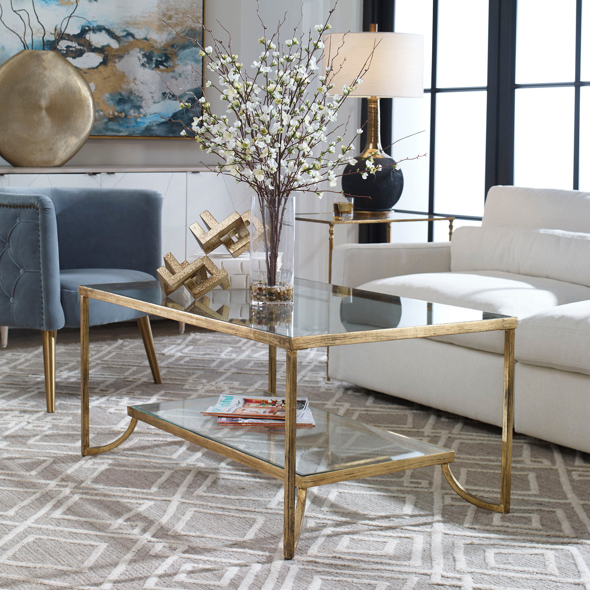 Katina Leaf Coffee Table - Gold by Uttermost - View 2