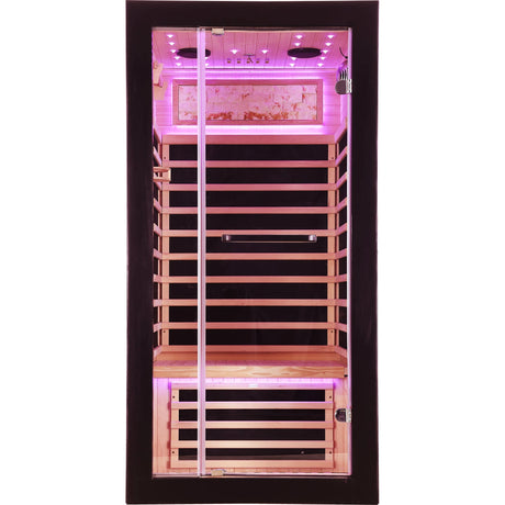 Single-Person Starlight Ceiling Far-Infrared Sauna Room – Hemlock Wood - sold by Home Elegance USA
