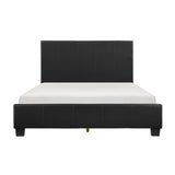 Contemporary Design Full Platform Bed 1pc Black Faux Leather Upholstery Bedroom Furniture