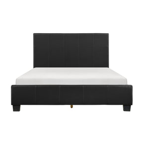 Contemporary Design Full Platform Bed 1pc Black Faux Leather Upholstery Bedroom Furniture