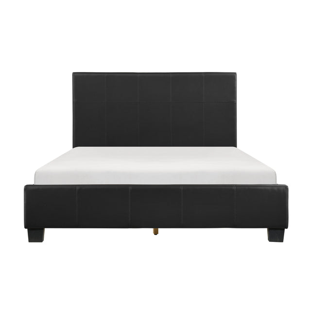 Contemporary Design Full Platform Bed 1pc Black Faux Leather Upholstery Bedroom Furniture