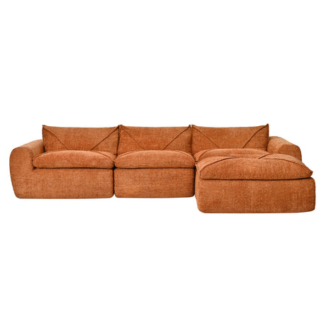 116'' Fully Compressed Sofa with High Density Foam, Integrated Backrest&Seat Cushion, Decorative Edging, Legless Design without Frame, No Assembly Required, Free Combination, Particle Chenille - sold by Home Elegance USA