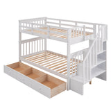 Stairway Twin-Over-Twin Bunk Bed with Three Drawers for Bedroom, Dorm - White(Old sku: LT000309AAK) - sold by Home Elegance USA