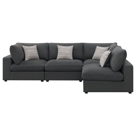 Rhette Charcoal 4-piece Upholstered Sectional with Reversible Cushions - sold by Home Elegance USA