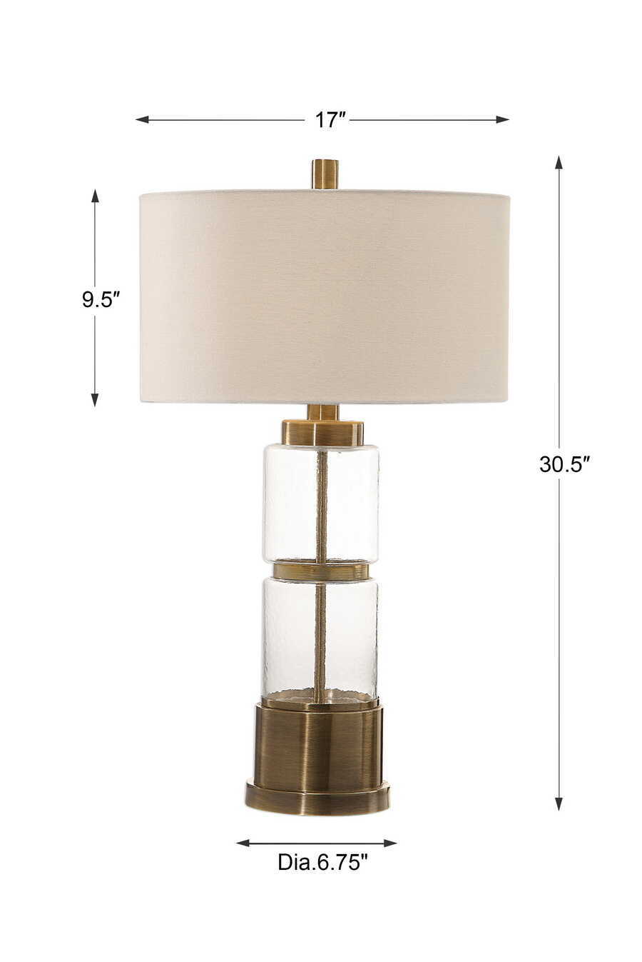 Vaiga Glass Column Lamp - Gold / Beige by Uttermost - View 5