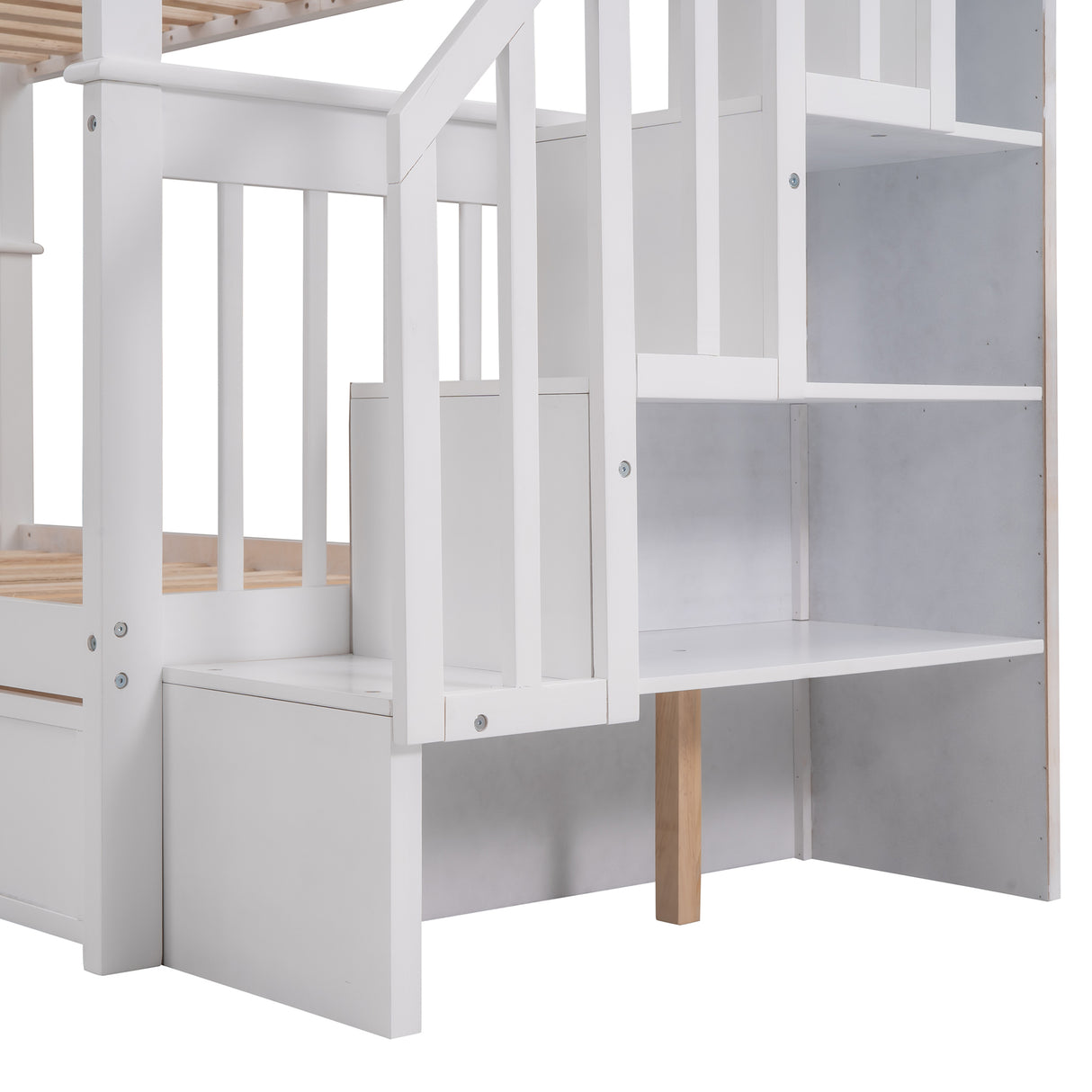 Stairway Twin-Over-Twin Bunk Bed with Three Drawers for Bedroom, Dorm - White(Old sku: LT000309AAK) - sold by Home Elegance USA
