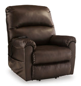 Ashley Chocolate Shadowboxer Power Lift Recliner - Faux Leather | Home Elegance USA